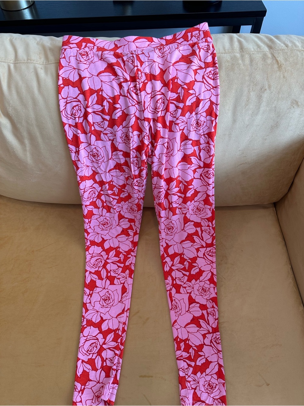 ASOS Pink and Red Rose Print Leggings